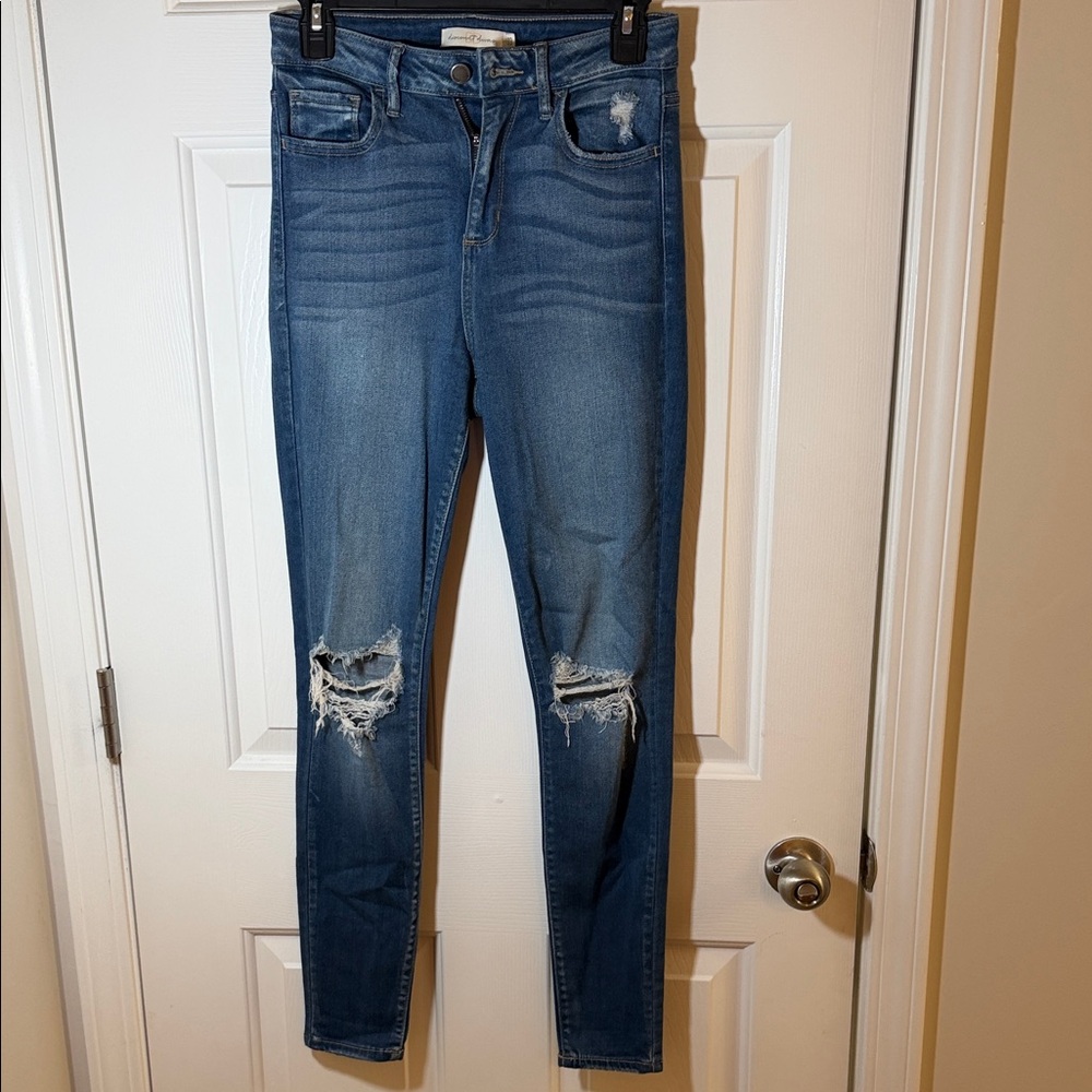 Distressed Blue Jeans